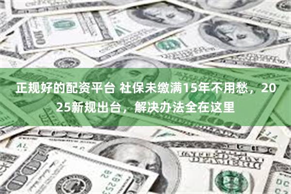 正规好的配资平台 社保未缴满15年不用愁，2025新规出台，解决办法全在这里